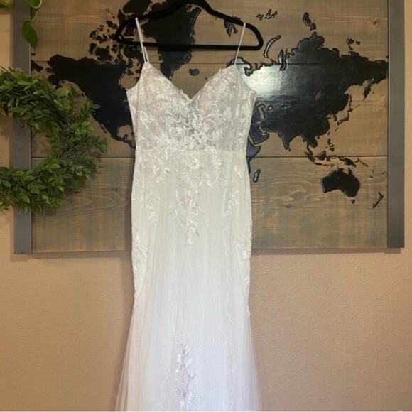 NWOT Lulus Everlasting Affection White Lace Tulle Mermaid Maxi Dress - Picture 13 of 15